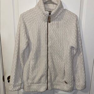 ZeroXposur White Teddy Jacket with Cozy Texture and Stand-Up Collar Size Small